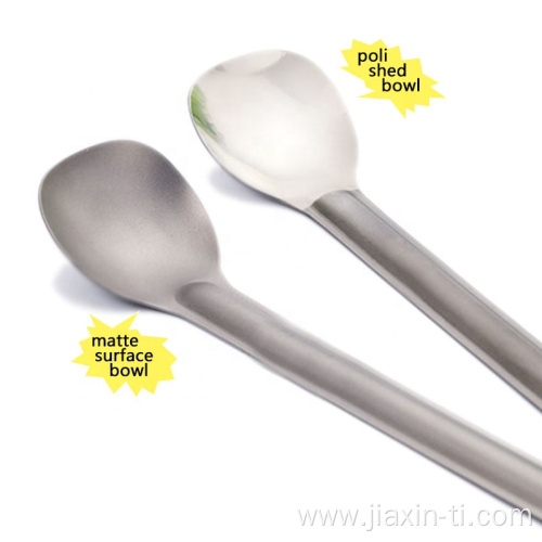 Polishing Camping Titanium Long Spoon